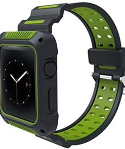 NatoGears Silicone Rugged Protective Case with Strap Bands Compatible with Apple Watch Series 1, 2 & 3