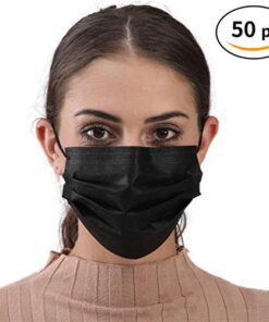 Black Face Mask Disposable Breathable Mouth Cover Black Breathable Masks For Daily Protection Air Pollution, Dust(50pcs)