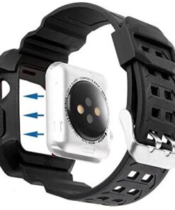 NatoGears Rugged Protective Case & Strap Band For Apple Watch Series 4-2018 44mm with Metal Buckle Clasp