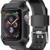 NatoGears Rugged Protective Case & Strap Band For Apple Watch Series 4-2018 44mm with Metal Buckle Clasp