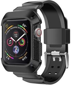 NatoGears Rugged Protective Case & Strap Band For Apple Watch Series 4-2018 44mm with Metal Buckle Clasp