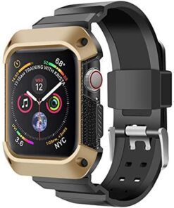 NatoGears Rugged Protective Case & Strap Band For Apple Watch Series 4-2018 44mm with Metal Buckle Clasp