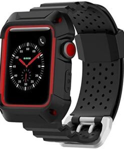 NatoGears Silicone Rugged Protective Case with Strap Bands Compatible with Apple Watch Series 1, 2 & 3