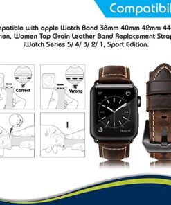 NatoGears Watch Leather Band for Apple Watch iWatch Series 5 4 3 2 1 Sports 44mm 42mm
