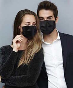 Black Face Mask Disposable Breathable Mouth Cover Black Breathable Masks For Daily Protection Air Pollution, Dust(50pcs)