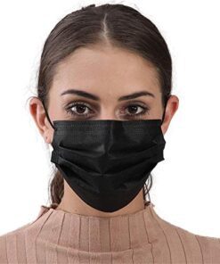 Black Face Mask Disposable Breathable Mouth Cover Black Breathable Masks For Daily Protection Air Pollution, Dust(50pcs)