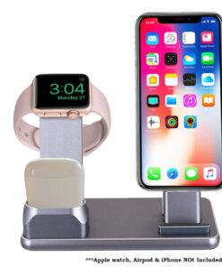 Apple iPhone, Airpod & iWatch Compatible 3-in-1 Aluminum Charging Dock