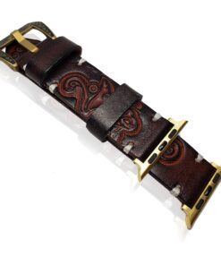 Vintage Handmade Tooled Genuine Leather Watch Band For All Wrist Watches
