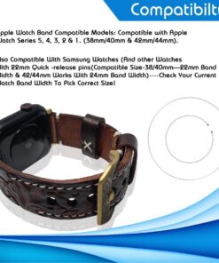 Vintage Handmade Tooled Genuine Leather Watch Band For All Wrist Watches