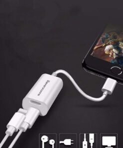 NatoGears - Apple Dual Head Jack Audio Charging Adapter For iPhones/iPods/iPads