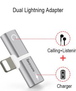 NatoGears - Apple Dual Head Jack Audio Charging Adapter For iPhones/iPods/iPads