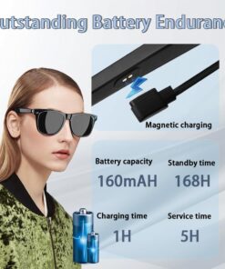 Smart Bluetooth Audio Sunglasses – Open-Ear Sound, Hands-Free Calls & UV Protection
