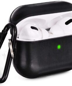 Airpods Pro Case Genuine Leather Airpod 3 Case for Airpods Pro [Front LED Visible] Protective Cover Skin Brown Men Women