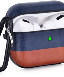 Airpods Pro Case Genuine Leather Airpod 3 Case for Airpods Pro [Front LED Visible] Protective Cover Skin Brown Men Women