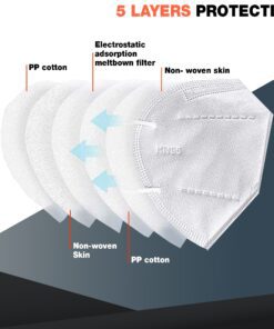 n95 Cup Shaped Face Mask 5 Layer Protective Face Mask With Head and Neck Elastic Loop 5 Pack